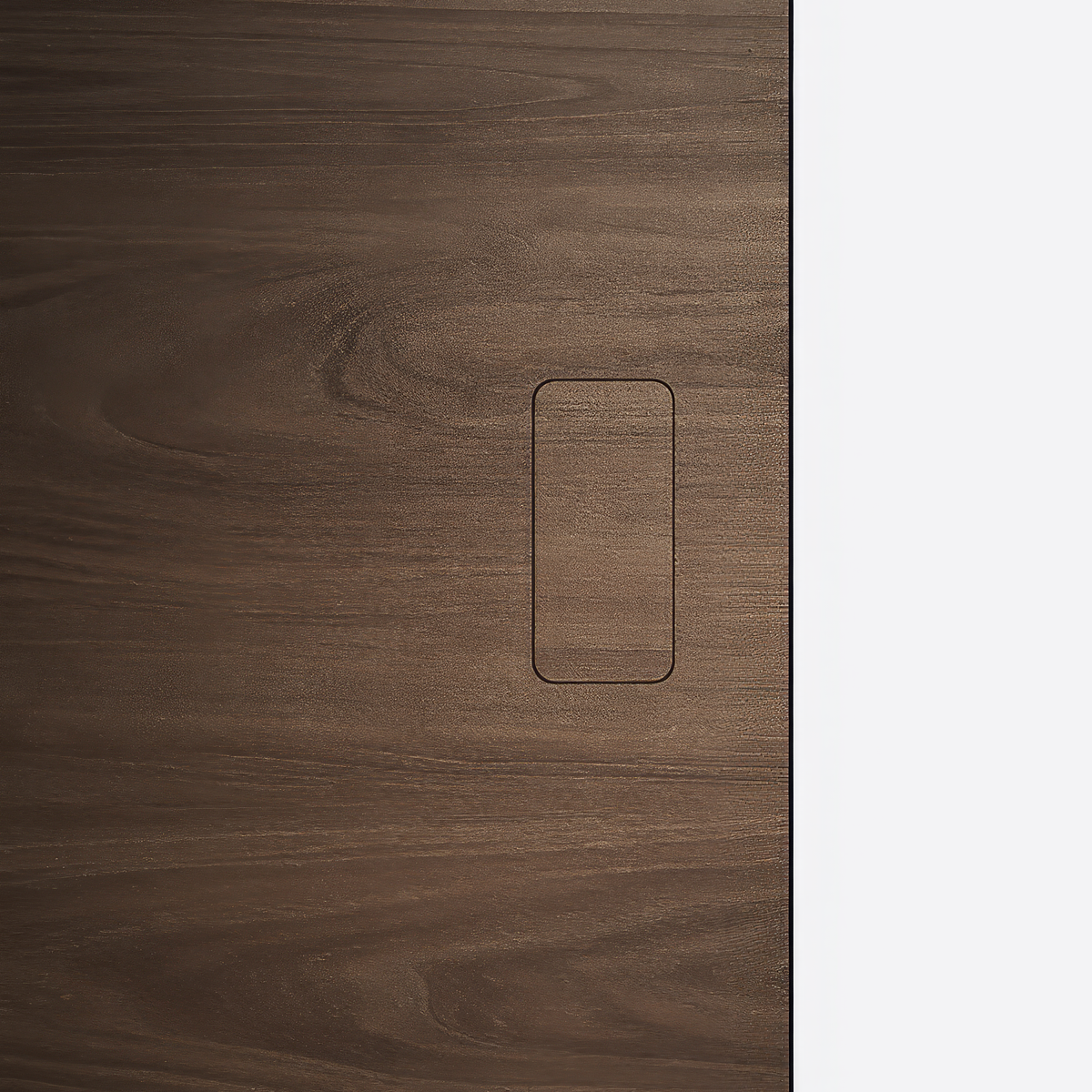 Close-up of Zero installed on a wood door